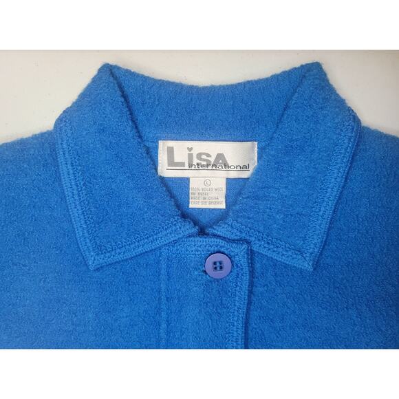Vintage Lisa International Sweater Boiled Wool Sleeveless Cardigan Women's L - Picture 5 of 11